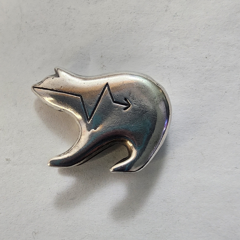 Vintage Sterling Silver Zuni Bear Pendant
